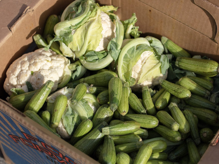 box of zucchini and cauliflower