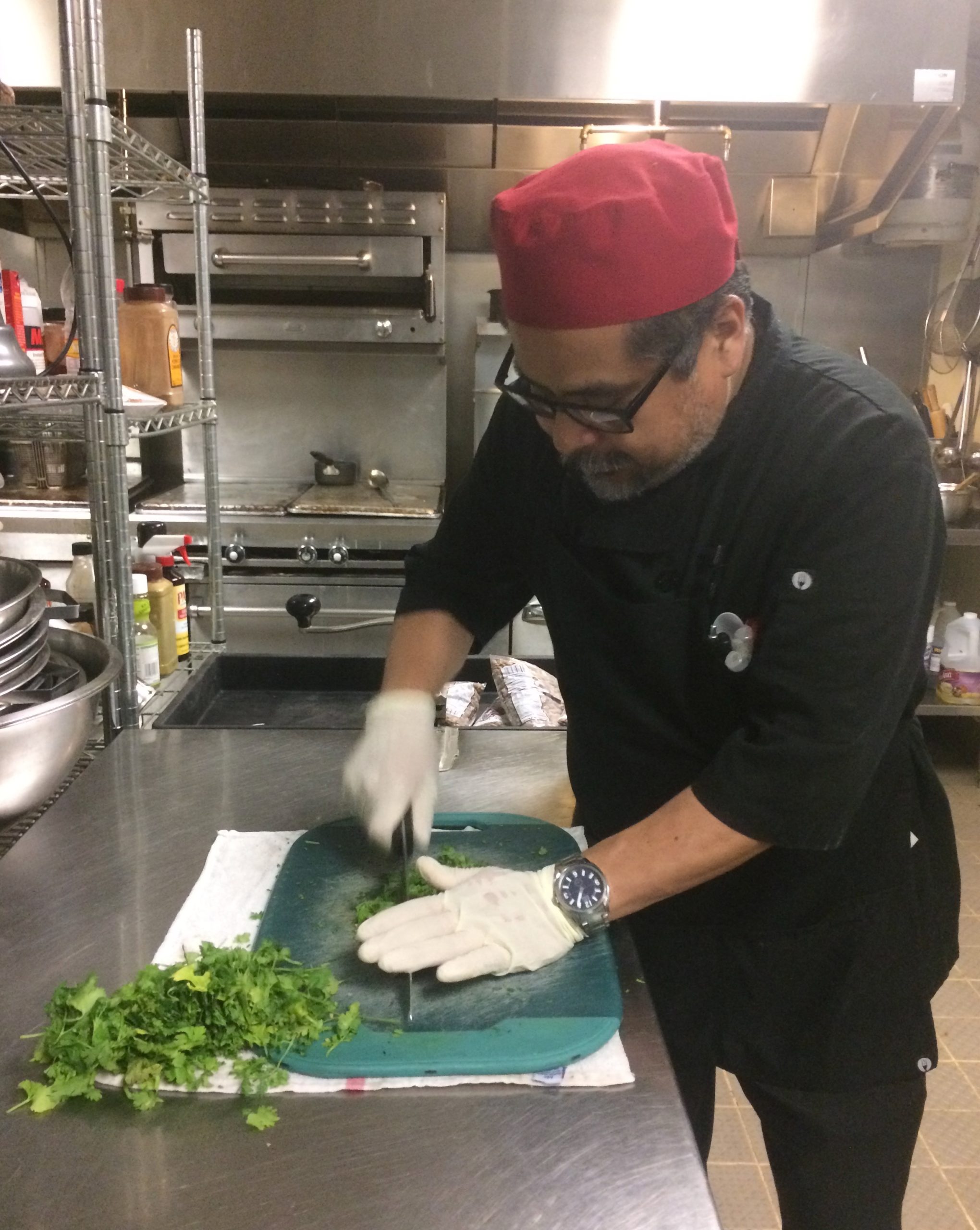 PATH Sous-Chef Miguel Llorente Chops Food Forward Cilantro