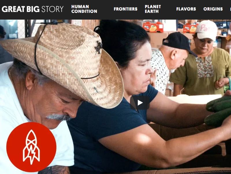 People receive produce at a free distribution