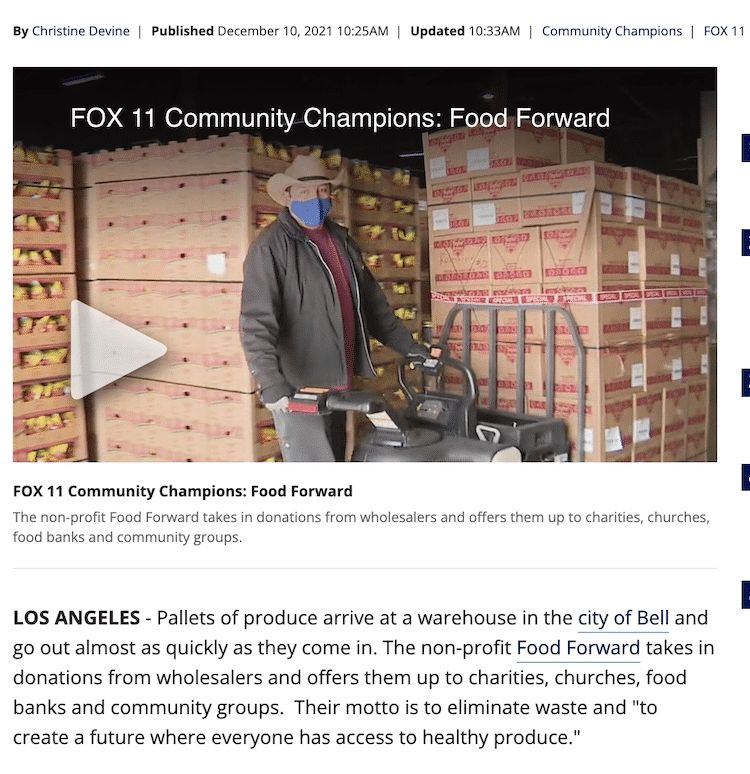 Screenshot of news page with video showing wholesale recovery